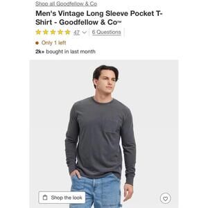 Men's Vintage Long Sleeve Pocket T-Shirt - Goodfellow & Co - XXL - Green